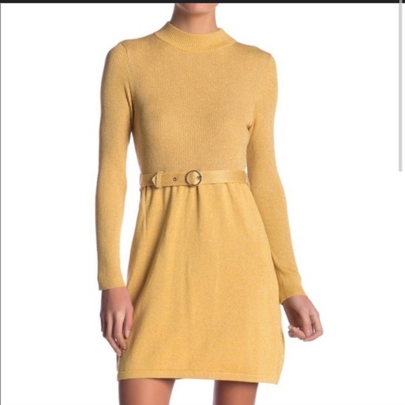 Free People Long Sleeve stretchy Dress in Gold metallic - Picture 6 of 6